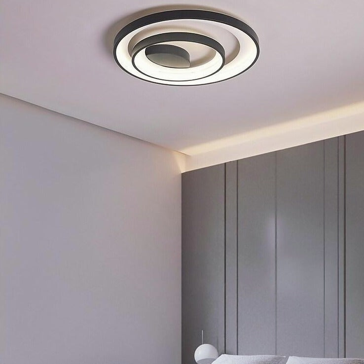 Modern Geometric 2 Ring LED Semi Flush Mount Ceiling Light Fixture for Bedroom and Living Room