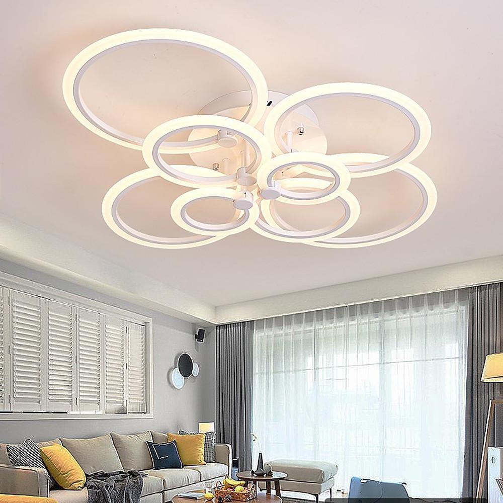 Modern Geometric Circles LED Cluster Ceiling Light Flush Mount Fixture for Bedroom and Living Room