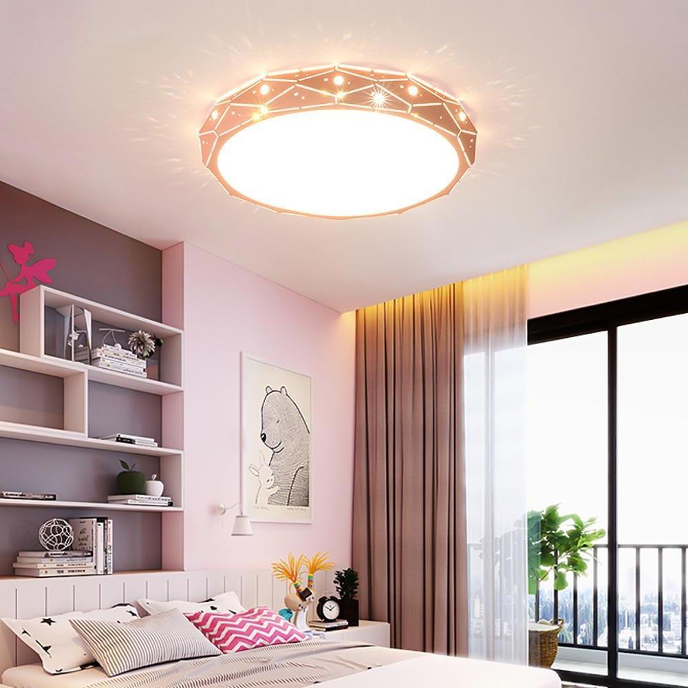 Modern Slim LED Flush Mount Ceiling Light Round Drum Metal Fixture for Home