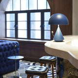 Modern Geometric Metal Table Lamp with Pyramidal Base and Dome Shade for Office and Bedside Reading