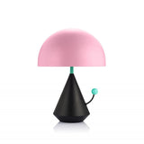 Modern Geometric Metal Table Lamp with Pyramidal Base and Dome Shade for Office and Bedside Reading