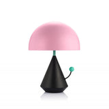 Modern Geometric Metal Table Lamp with Pyramidal Base and Dome Shade for Office and Bedside Reading