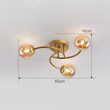 Modern Swirled Metal Flush Mount Light with Elegant Glass Globes for Ambient Bedroom Lighting