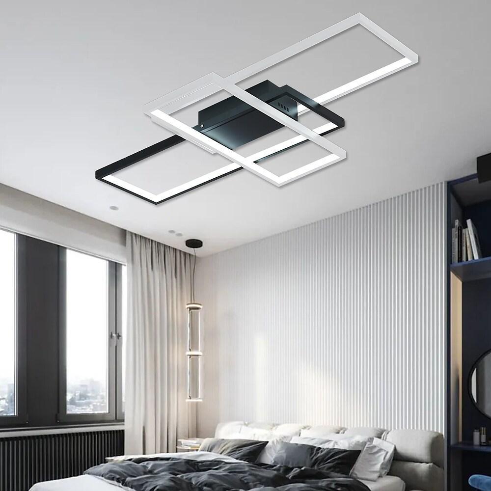Modern Rectangular 3 Tier LED Flush Mount Ceiling Lamp Large Geometric Integrated Lighting Fixture