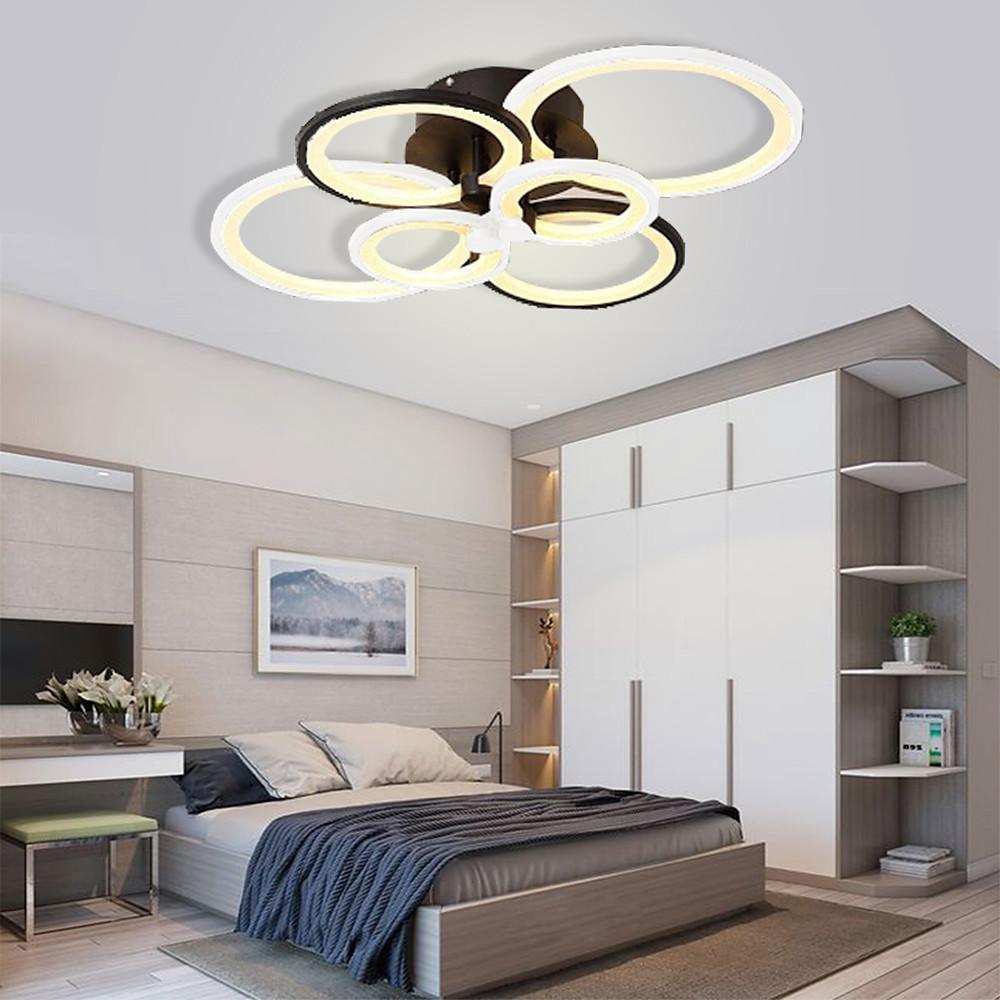 Modern Multi Ring LED Flush Mount Ceiling Light Dimmable Geometric Chandelier for Living Room