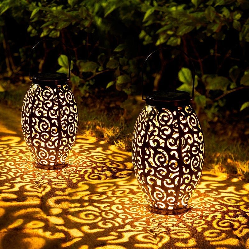 Decorative Antique Bronze Outdoor Solar Lantern Waterproof LED Hanging Light for Yard and Patio