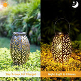 Decorative Antique Bronze Outdoor Solar Lantern Waterproof LED Hanging Light for Yard and Patio