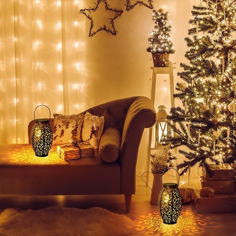 Decorative Antique Bronze Outdoor Solar Lantern Waterproof LED Hanging Light for Yard and Patio