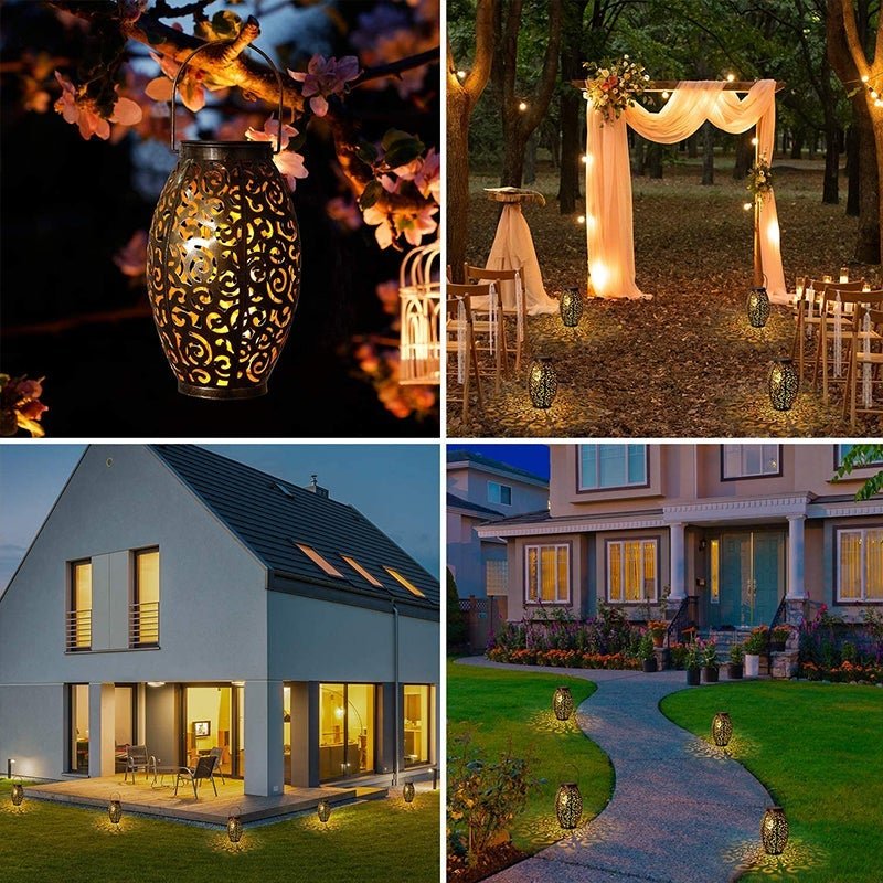 Decorative Antique Bronze Outdoor Solar Lantern Waterproof LED Hanging Light for Yard and Patio