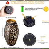 Decorative Antique Bronze Outdoor Solar Lantern Waterproof LED Hanging Light for Yard and Patio