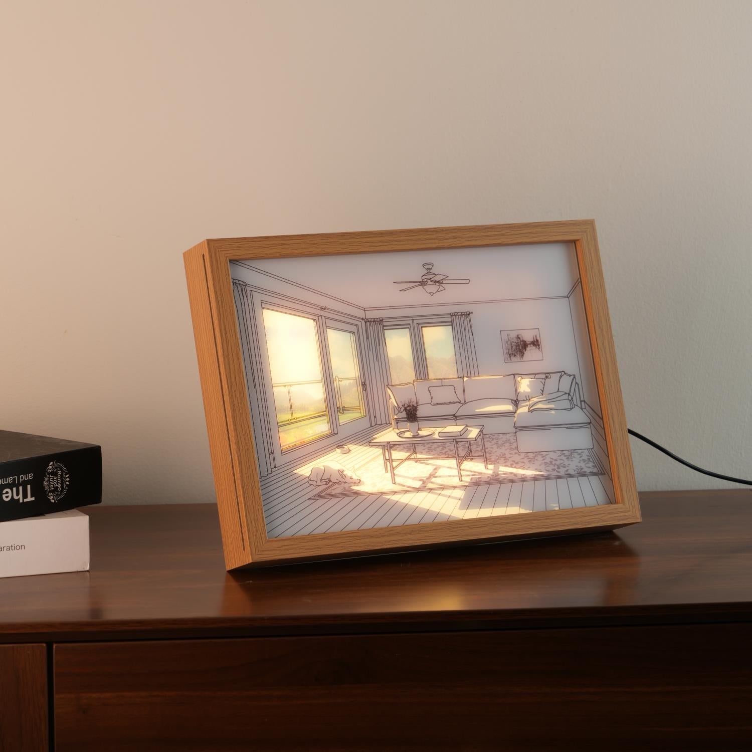 Decorative Dog Sunbathing Mural Wall Art Lamp LED Light Painting for Home Decor