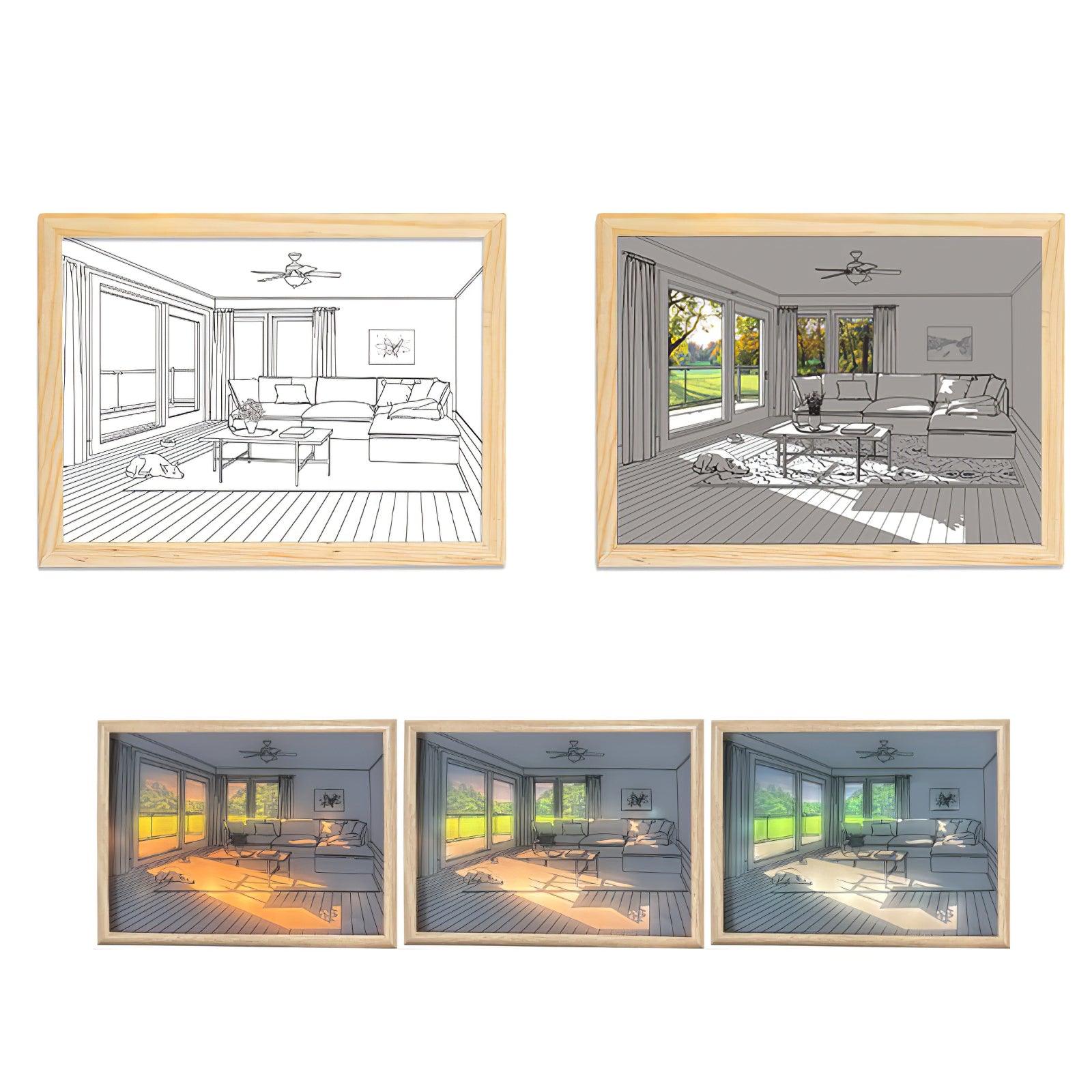 Decorative Dog Sunbathing Mural Wall Art Lamp LED Light Painting for Home Decor