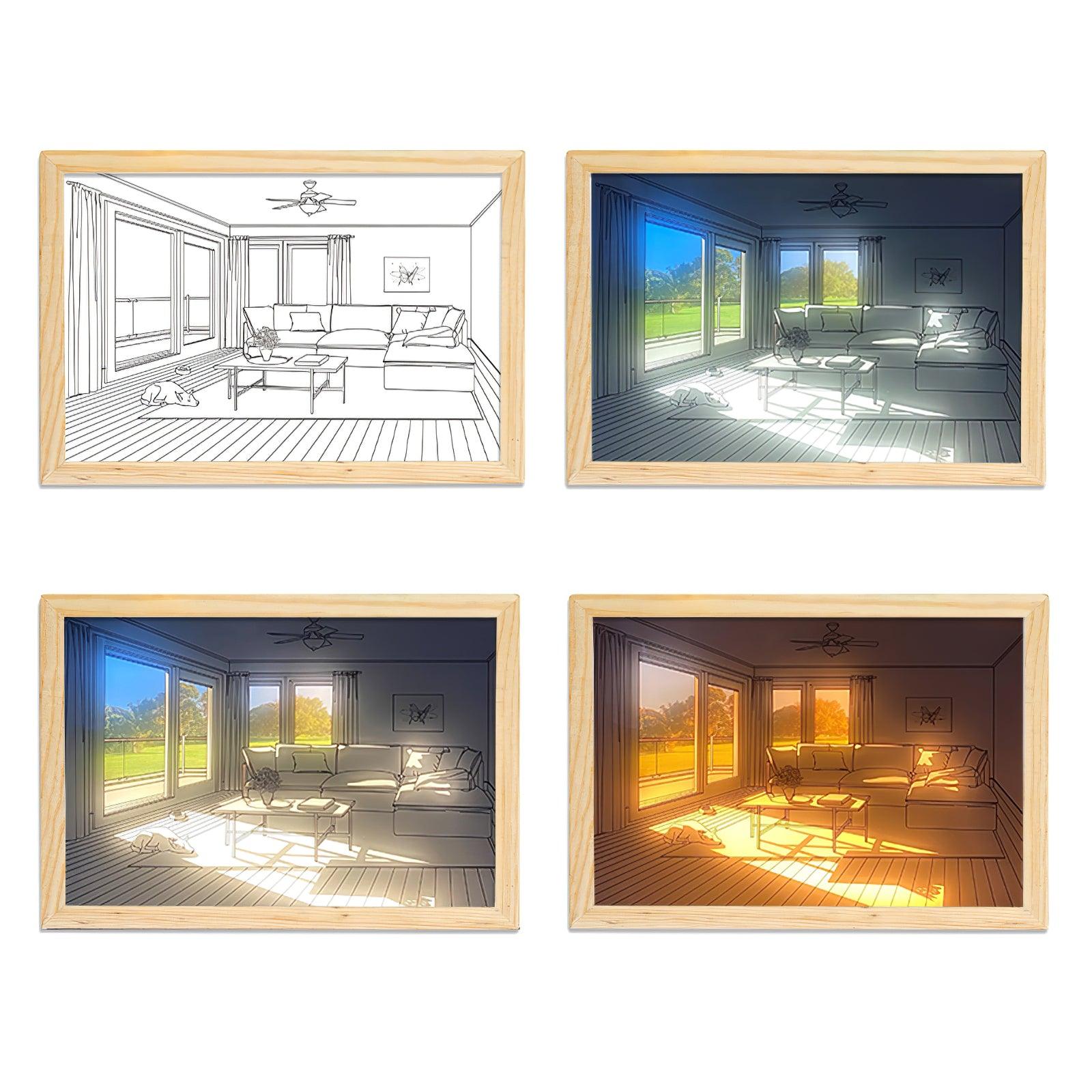 Decorative Dog Sunbathing Mural Wall Art Lamp LED Light Painting for Home Decor