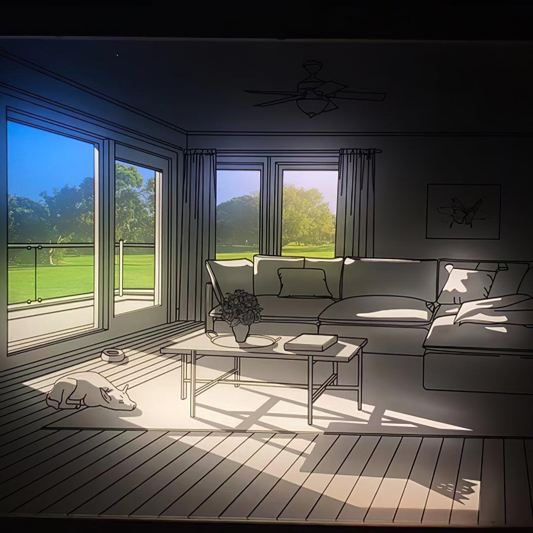 Decorative Dog Sunbathing Mural Wall Art Lamp LED Light Painting for Home Decor