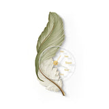Decorative Feather Painting LED Wall Sconce with Round Acrylic Clock and Remote