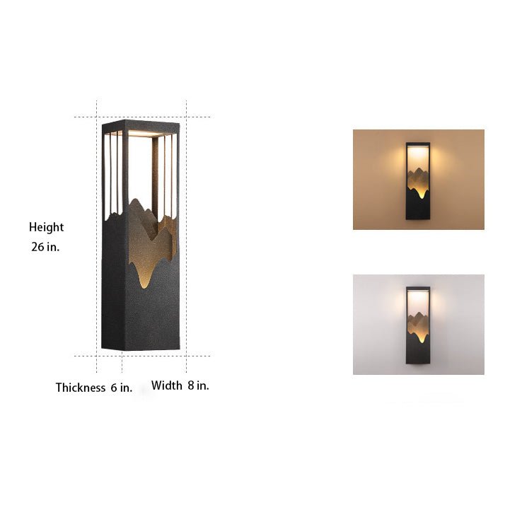 Decorative Mountain Landscape LED Outdoor Wall Sconce Solar and Hardwired Porch Light