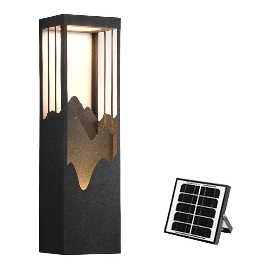 Decorative Mountain Landscape LED Outdoor Wall Sconce Solar and Hardwired Porch Light