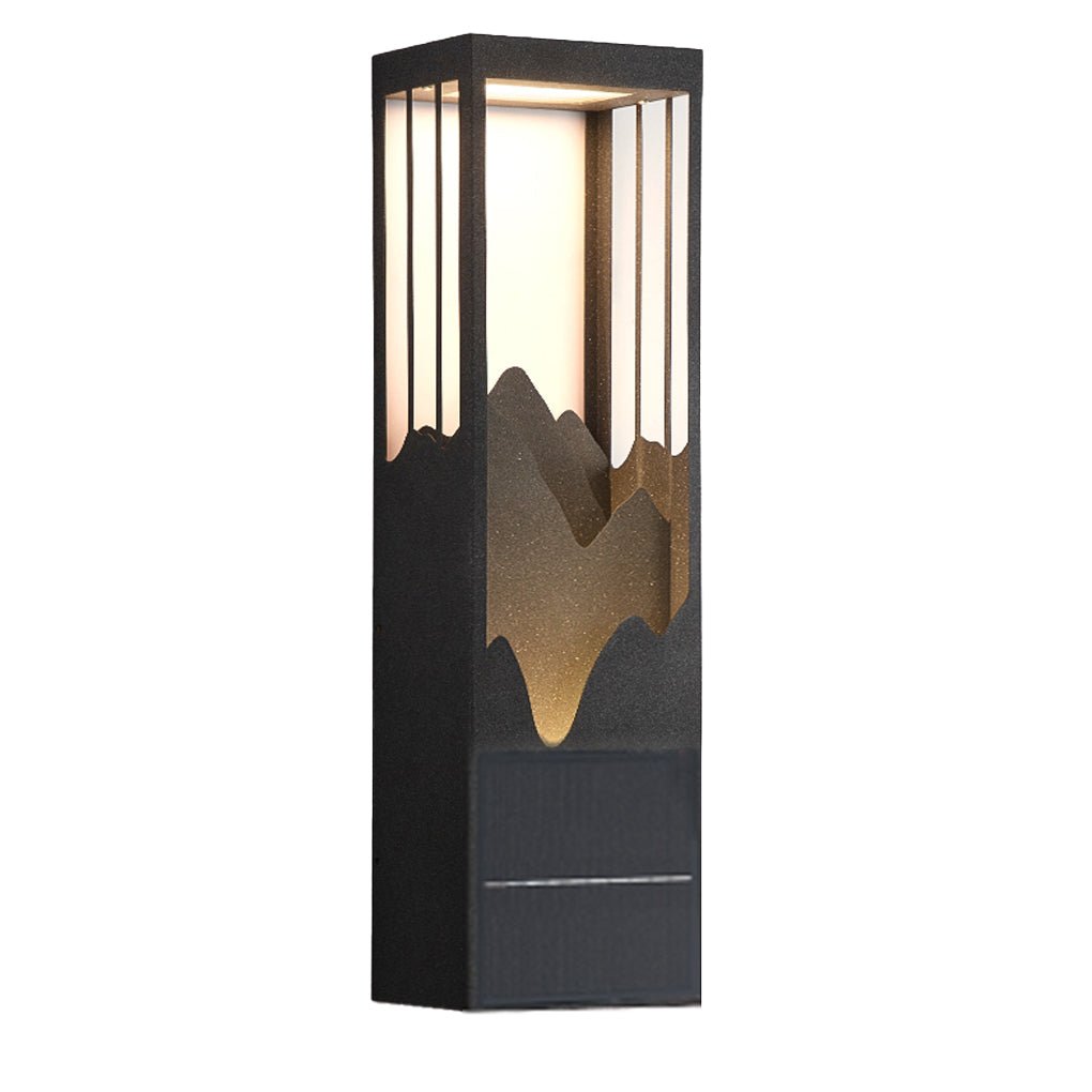 Decorative Mountain Landscape LED Outdoor Wall Sconce Solar and Hardwired Porch Light