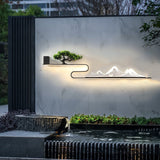 Decorative Mountain Scenery Solar LED Outdoor Wall Lamp Waterproof Light for Garden Yard