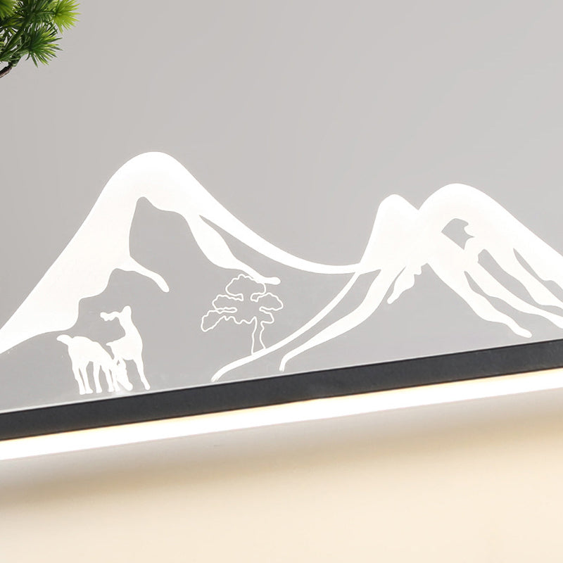 Decorative Mountain Scenery Solar LED Outdoor Wall Lamp Waterproof Light for Garden Yard