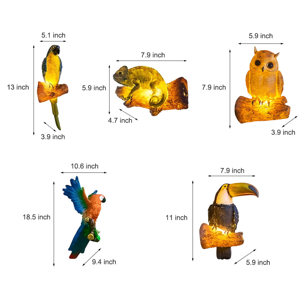 Decorative Resin Animal Parrot LED Garden Light Waterproof Outdoor Pathway Landscape Lamp