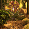 Decorative Round Hollow Floral Metal Solar Garden Stake Light for Yard and Landscape