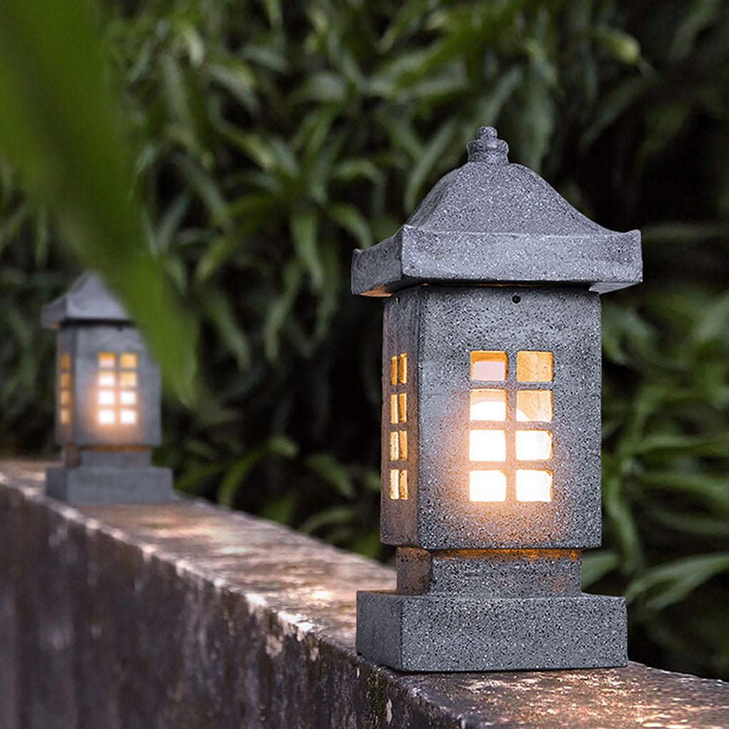 Decorative Stone Finish Outdoor LED Pillar Light IP54 Waterproof Garden Landscape Path Lamp