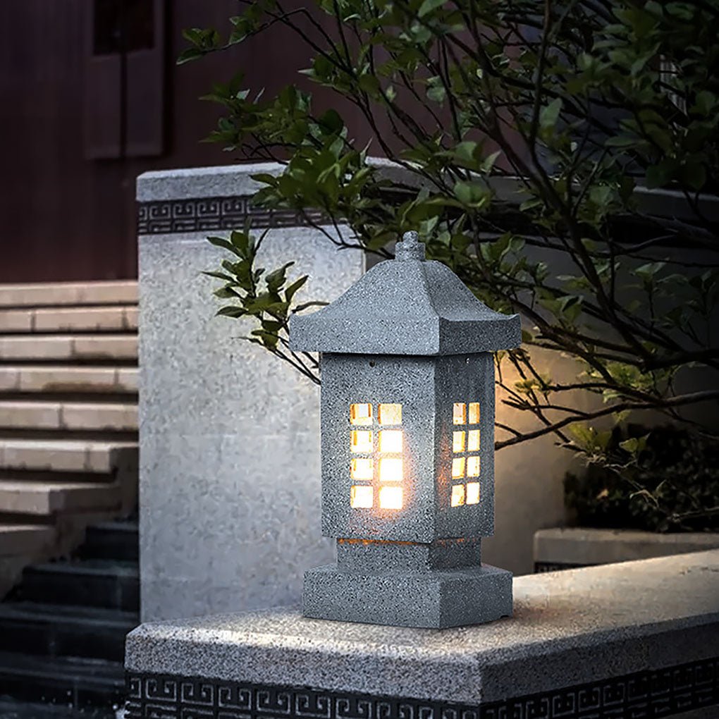 Decorative Stone Finish Outdoor LED Pillar Light IP54 Waterproof Garden Landscape Path Lamp