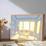 Decorative Wood Frame LED Sunshine Painting Night Light Dimmable Touch Control Lamp
