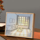 Decorative Wood Frame LED Sunshine Painting Night Light Dimmable Touch Control Lamp