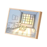 Decorative Wood Frame LED Sunshine Painting Night Light Dimmable Touch Control Lamp