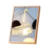 Decorative Wood Frame LED Sunshine Painting Night Light Dimmable Touch Control Lamp