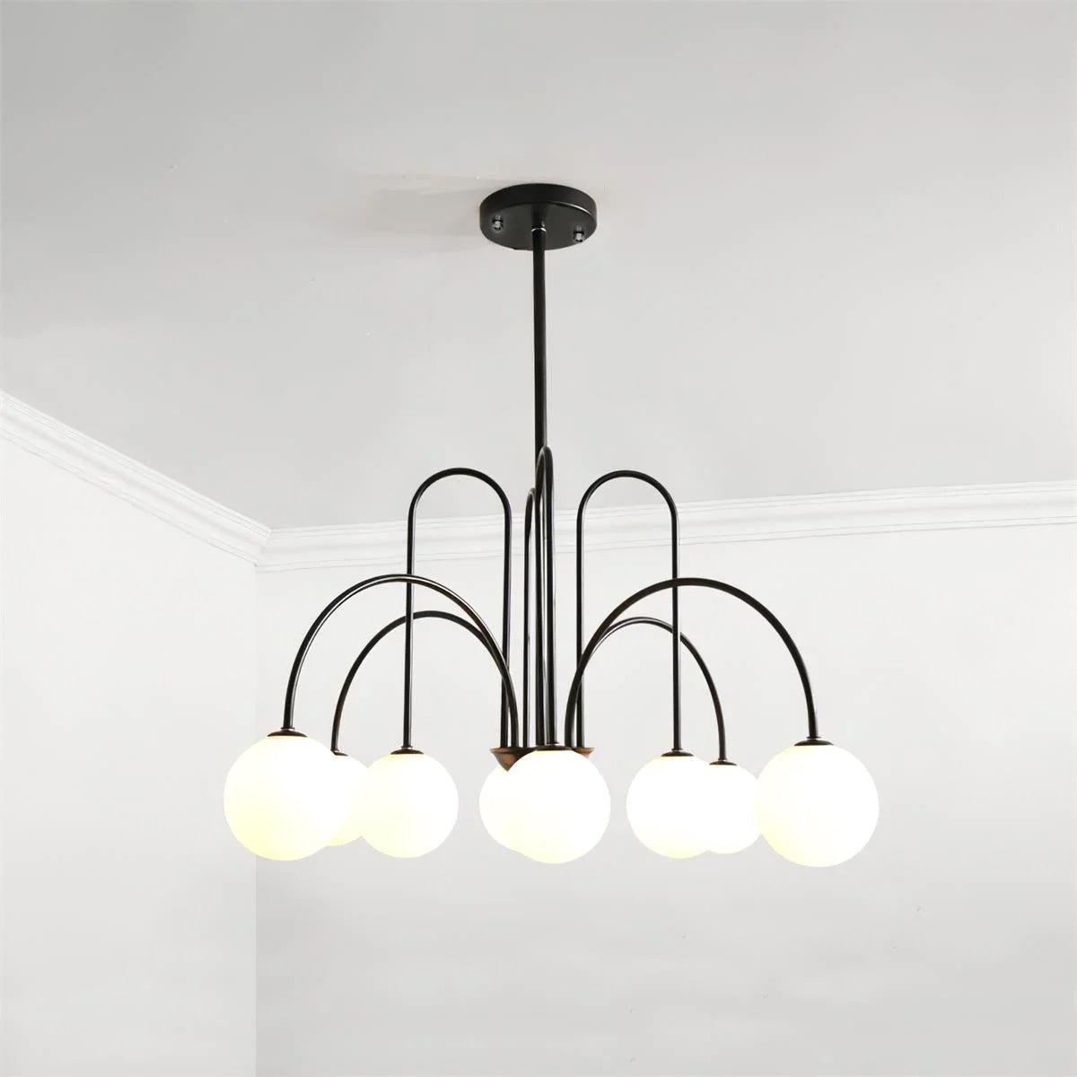 Delaney Modern Farmhouse Chandelier Metal and Glass Ceiling Light Fixture