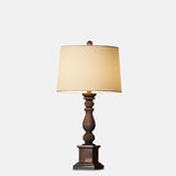 24 Inch Traditional Rustic Bronze Resin Table Lamp with Fabric Drum Shade