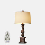 24 Inch Traditional Rustic Bronze Resin Table Lamp with Fabric Drum Shade