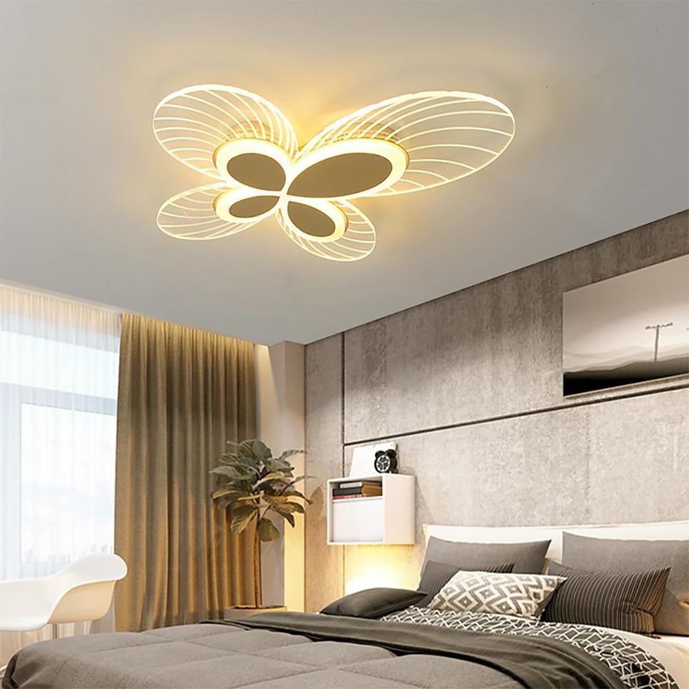 Butterfly Shaped Dimmable LED Flush Mount Ceiling Lamp Nordic Style Modern Lighting for Living Room