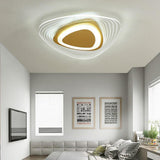 Modern Geometric Gold LED Flush Mount Ceiling Light for Living Room and Bedroom Decor