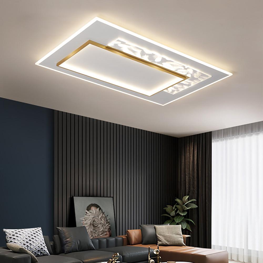 Modern Geometric Square Pattern Metal LED Flush Mount Ceiling Light Fixture