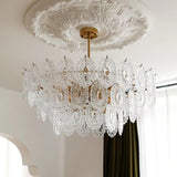 Diamond Texture Wave Glass Gold Chandelier Modern Round Pendant Ceiling Light