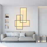 Modern Geometric LED Ceiling Light Overlapping Rectangles Flush Mount Aluminum Fixture