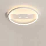 Modern Circular LED Flush Mount Ceiling Light with Metal Frame and PVC Shade for Bedroom and Living Room