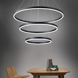 Dimmable 3 Ring LED Pendant Light Modern Triple Circle Chandelier with Remote for Living Dining Room