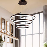 Dimmable 3 Ring LED Pendant Light Modern Triple Circle Chandelier with Remote for Living Dining Room