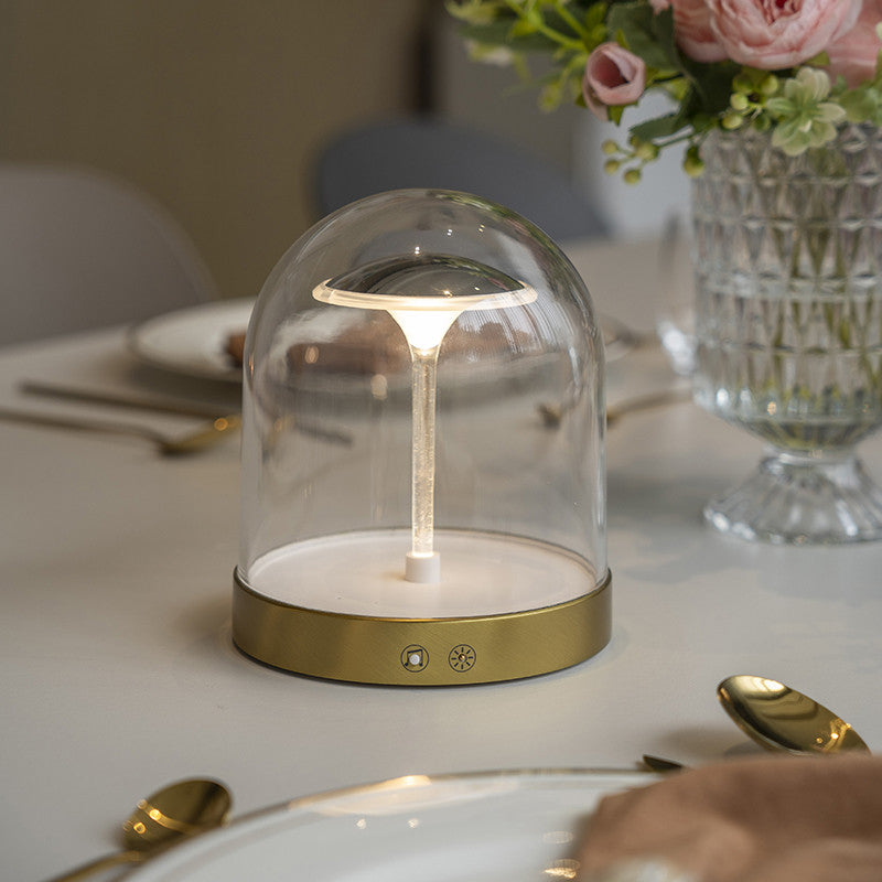 Dimmable Glass Dome LED Table Lamp with USB Charging and Music Recording Function
