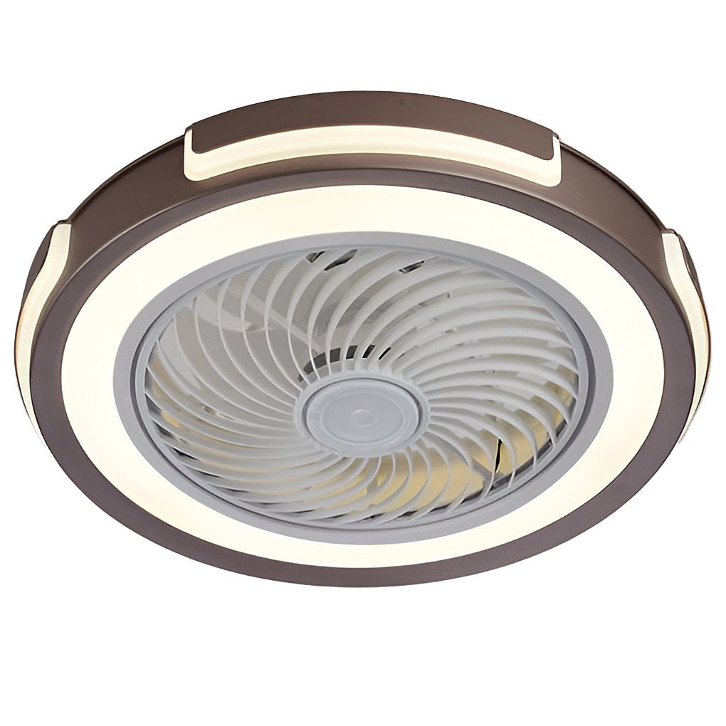 Modern Flush Mount Bladeless Ceiling Fan with Dimmable LED Lighting and Remote Control for Small Rooms