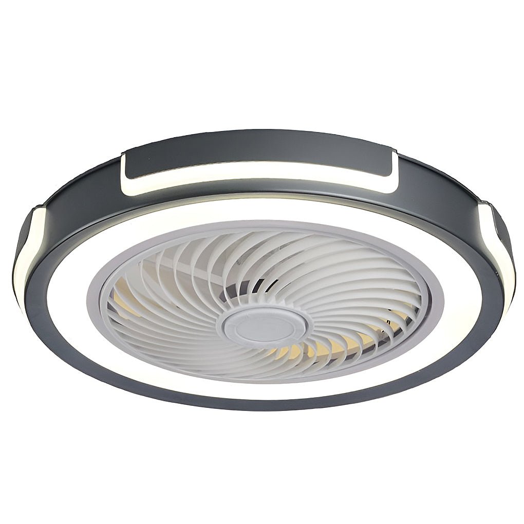 Modern Flush Mount Bladeless Ceiling Fan with Dimmable LED Lighting and Remote Control for Small Rooms
