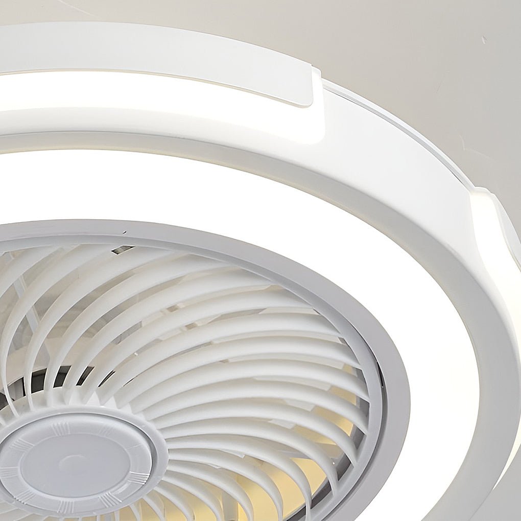 Modern Flush Mount Bladeless Ceiling Fan with Dimmable LED Lighting and Remote Control for Small Rooms