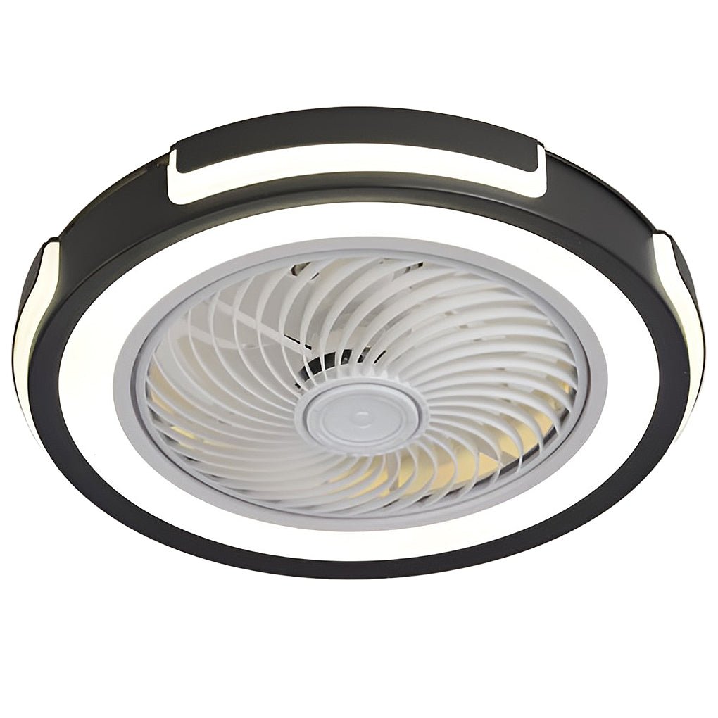 Modern Flush Mount Bladeless Ceiling Fan with Dimmable LED Lighting and Remote Control for Small Rooms