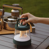 Dimmable LED Camping Lantern Rechargeable IP65 Waterproof Forest Green Portable Tent Light with Power Bank Function