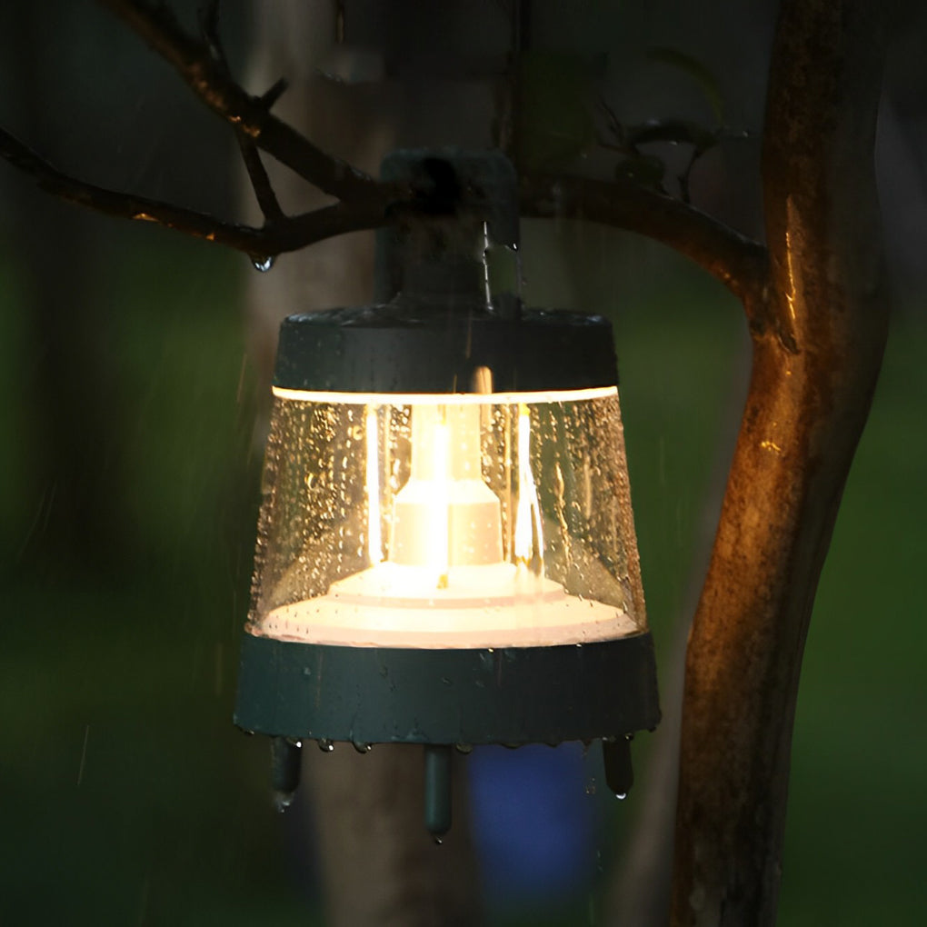 Dimmable LED Camping Lantern Rechargeable IP65 Waterproof Forest Green Portable Tent Light with Power Bank Function